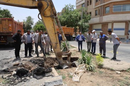 فروریزش مجدد فاضلاب خیابان بهارستان شرقی ملک شهر