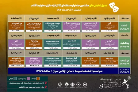 آغاز هشتمین جشنواره تئاتر «آفتاب» با رقابت ۱۸ اثر در اصفهان